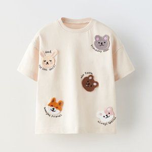 ZARA BABY APPLIQUÉ T-SHIRT EMBROIDED Size 9-12m